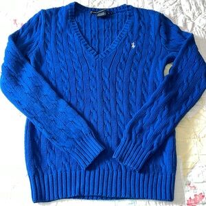 Womens Ralph Lauren Sport v-neck cable knit sweater